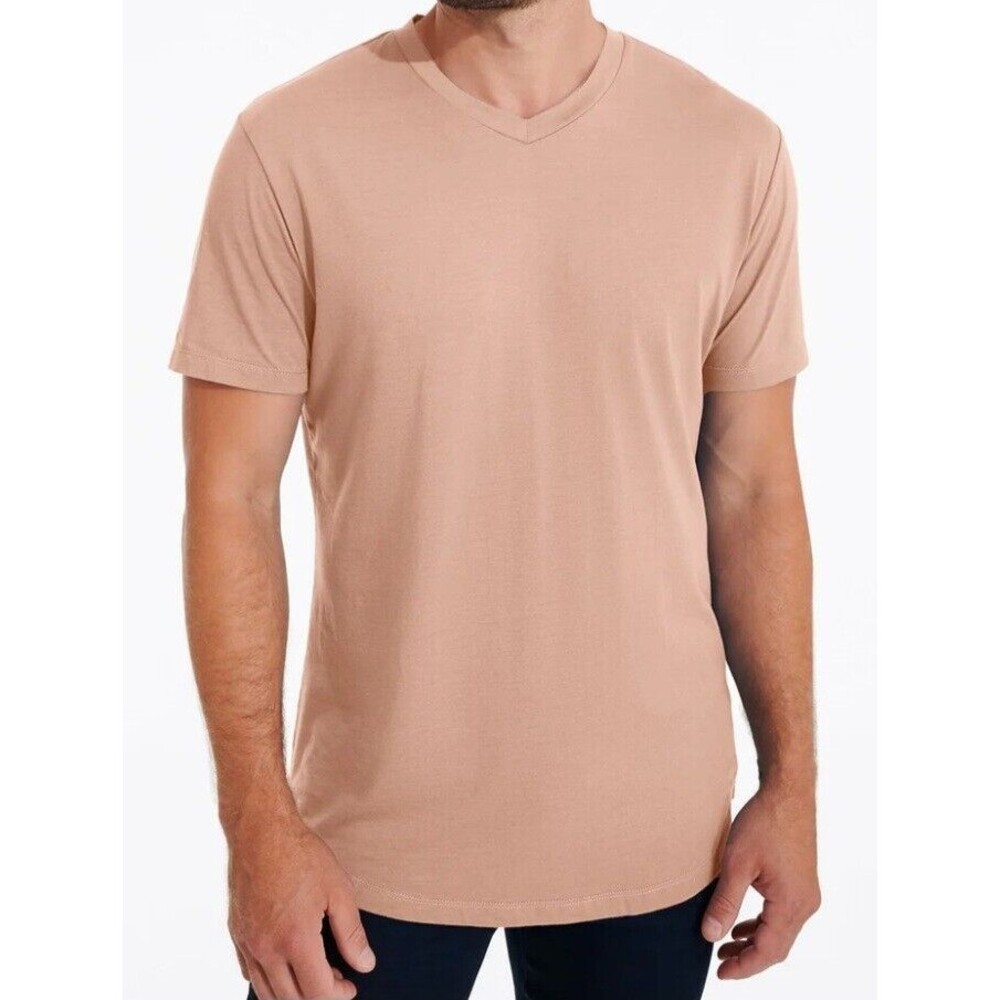Swet Tailor Softest V-neck T-shirt Shirt Pearl Blush Sz XXL Supima Cotton Model